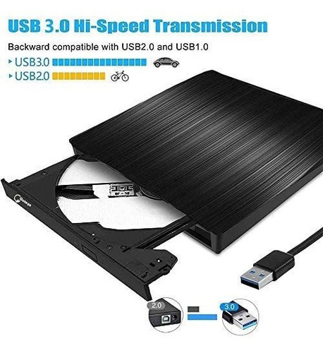 Imagen 2 de 6 de Unidad Dvd Externa, Usb 3.0 Portátil Gotega Negro