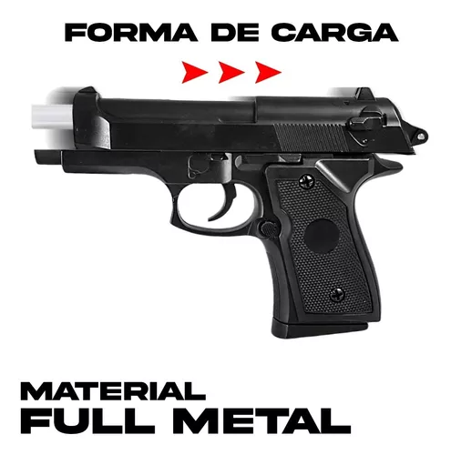 SET MALETÍN - BOLAS - PISTOLA Tipo Beretta 92FS Negra - Muelle Pesada 6MM -  Armas de Colección