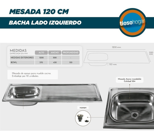 Imagen 4 de 9 de Combo Bajo Mesada Acero Alacena Grif Monocomando Cocina