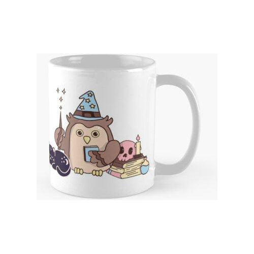 Taza Lindo Mago Búho Kawaii Con Gato Familiar Calidad Premiu