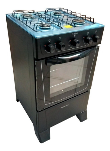 Imagen 3 de 3 de Cocina Punktal Viena PK-268BK a gas 4 hornallas negra puerta con visor 50L