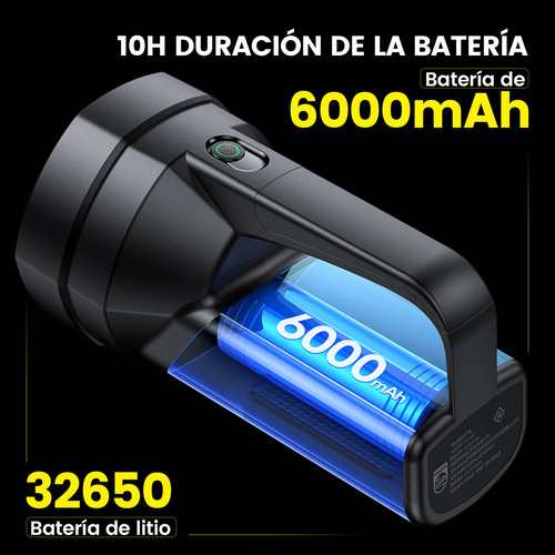 Philips Linterna Led Potente Recargable, Resistente Al Agua, 1500 Lm, 30 W, Luz Potente, Alcance Ultra Largo, Luz Blanca, Para Pesca Al Aire Libre, Batería De Larga Duración, Sfl-3241