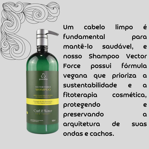 Shampoo Grandha Vector Force Cachos Crespos Ondulados 980ml