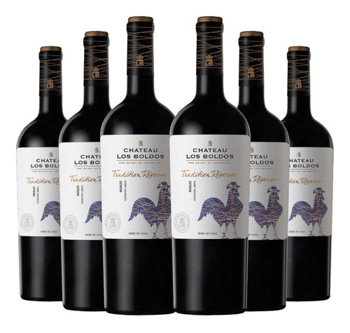 6 Vinos Los Boldos Tradición Reserve Merlot