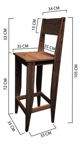 Banco Taburete Silla Alta Con Respaldo Para Bar Y Desayunador Estilo Moderno 75 Color Cedro