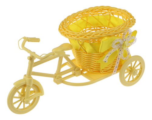 Bicicleta Cesta De Flores Tejidas Artificiales Macetero