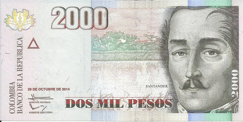 Colombia 2000 Pesos 29 Octubre 2014