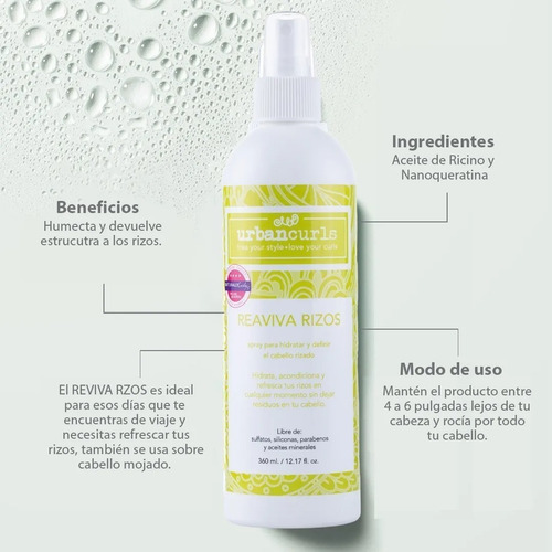 Imagen 2 de 7 de Reaviva Rizos Urban Curls Para Rizos 360 Ml