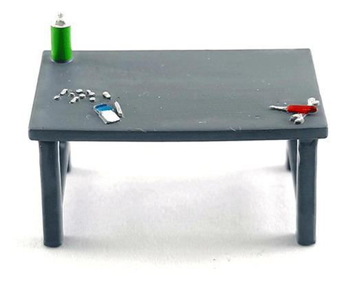 1/64 Mini Tienda De Reparación De Mesa De Herramientas Gris
