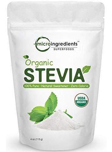 Pura Orgánica Stevia En Polvo, 4 Onzas, 706 De Servir, 0 Cal
