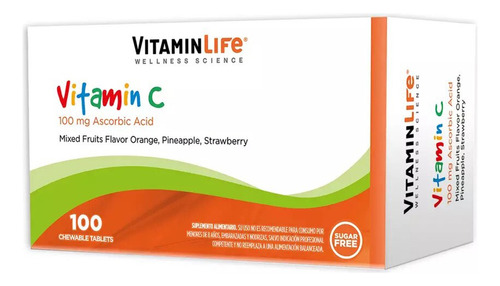 Vitaminlife Vitamin C 100 Mg X 100 Unidades Niños Masticable Sabor Multifrutas