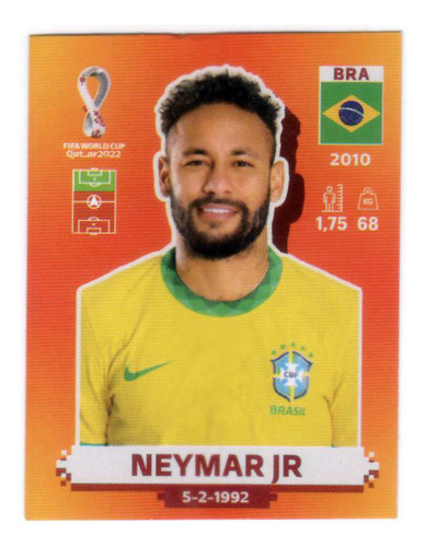 Figurita Mundial Qatar 2022 Neymar Jr. Bra16 Original Panini