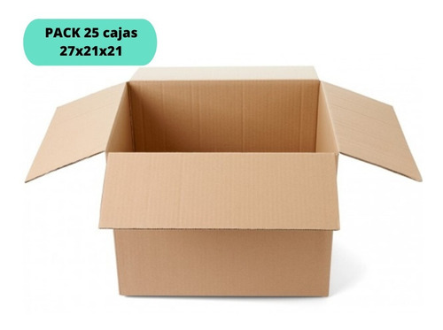 Imagen 1 de 4 de Cajas De Cartón 27x21x21 / Pack 25 Cajas / Cart Paper