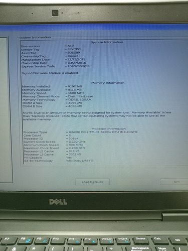 Laptop Dell Latitude E 5550 Core I5 5ta Gen. 15.6 Pulgadas (Usado)