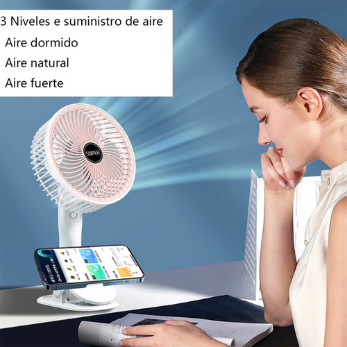 A Mini Ventilador Portátil Escritorio Recargable Ajustable