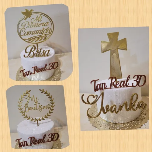 4 Cake Topper Personalizados - Iniciales - Frases - Siluetas