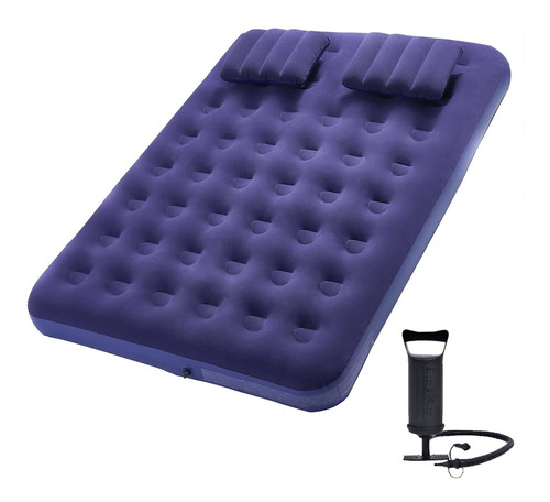 Colchón De Aire Flocado Cama Inflable Tamaño Queen Ac...