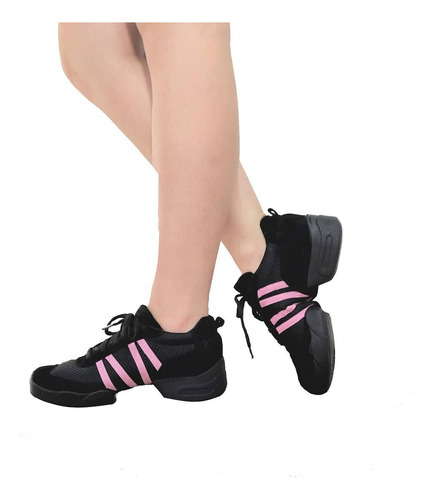 Zapatillas Danza Baile Con Aire Con Suela Repartida Rosa
