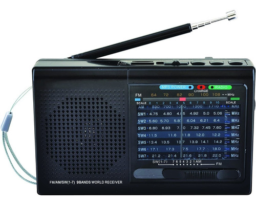 Radio Supersonic De 9 Bandas Con Bluetooth Color Negro