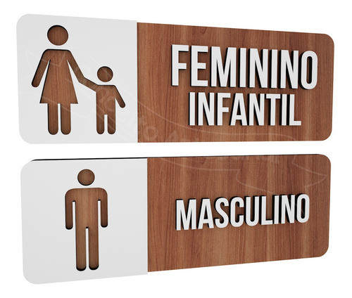 Placa Indicativa Sinalização Banheiro Masc/fem/infantil