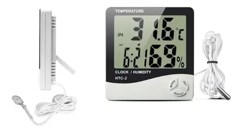 Termometro Higrometro Digital Htc-2 Con Sonda Reloj + Envio