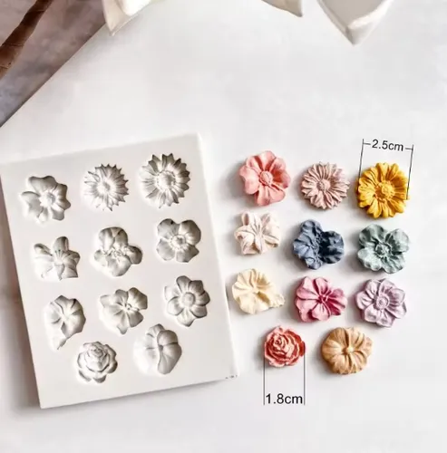 Molde En Silicona Para Velas: Flores Mini