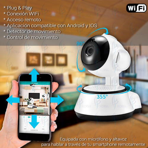 Camara Ip 1080p Seguridad Rotativa Wifi Altavoz Alarma Sensor Movimiento Vigilancia Casa Oficina Negocio Memoria Gratis