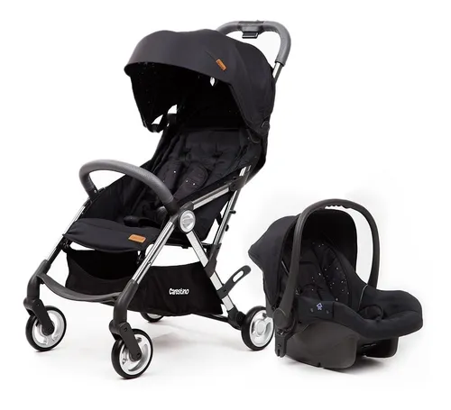 Coche de paseo Carestino Cici Con Huevito negro con chasis color plateado