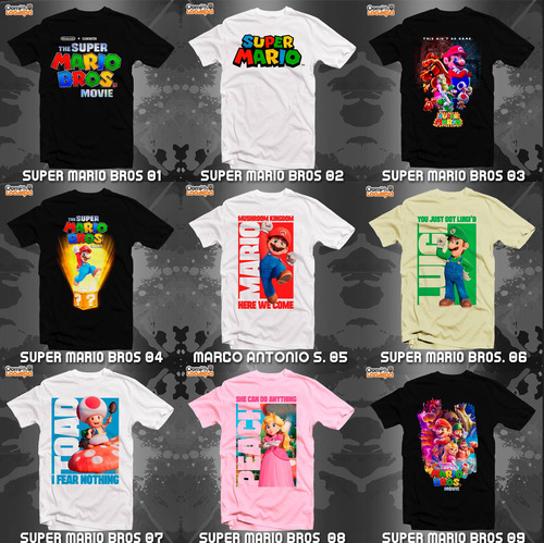 Playeras Super Mario Bros Video Game Full Color - 12 Modelos