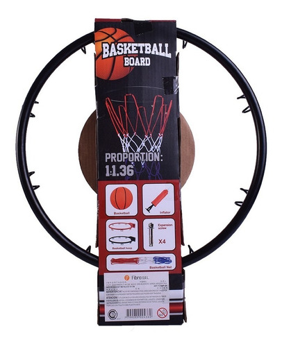 Imagen 3 de 6 de Aro De Basquet Metalico Con Red Mas Pelota E Inflador