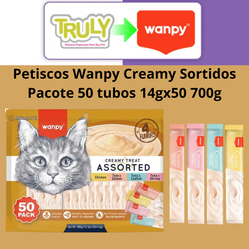 Petisco Gatos Wanpy Truly Creamy Sabores Sortidos 25un.