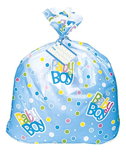 Bolsa De Regalo De Baby Shower De Lunares Azules De Plástico