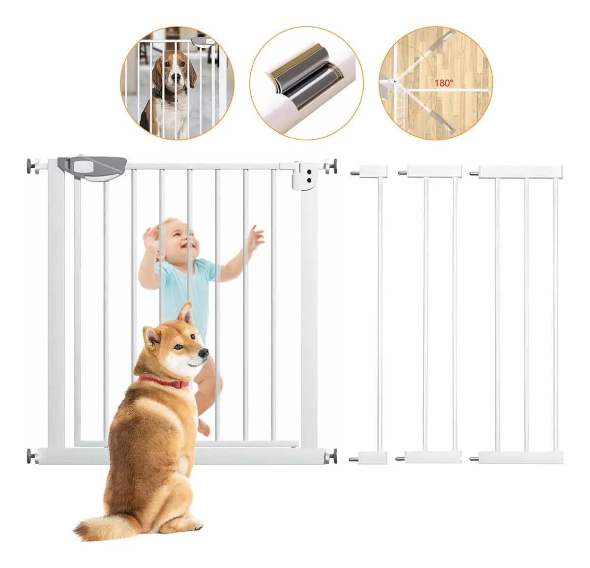 Puerta Seguridad Bebes Expandible Rejas Puertas +7+10+20 Color Blanco