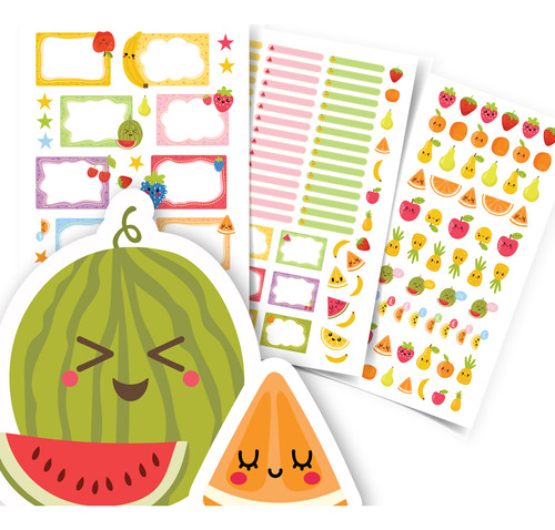 Etiquetas Escolares Frutas Personalizadas Kit Jumbo