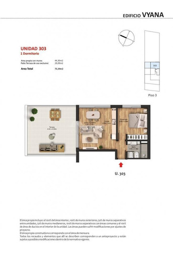 Imagen 7 de 7 de Apartamento Pocitos Venta 1 Dormitorio Buxareo Y Rivera Ed. Vyana Tipo Penthouse Terraza 29m
