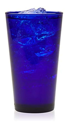 Vaso De Vidrio Libbey 171b, Color Azul De Cobalto De 17 Oz