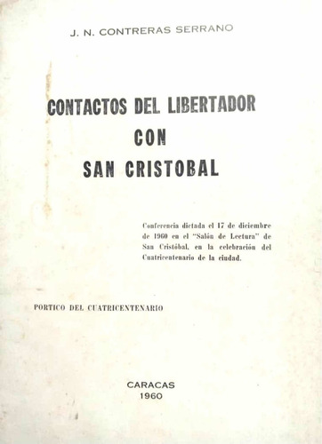 Libro Contactos Del Libertador Con San Cristobal Bolivar