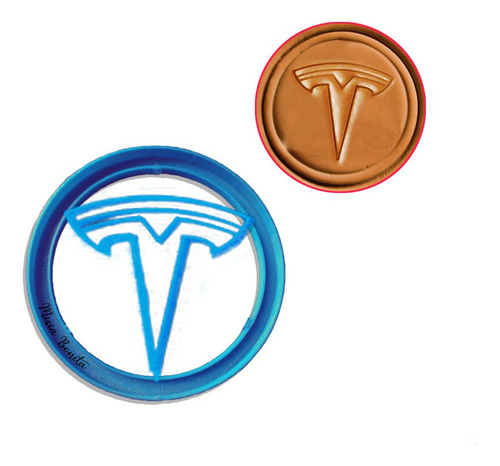 Logo Tesla - Cortante Galletas Molde Masa Reposteria Autos