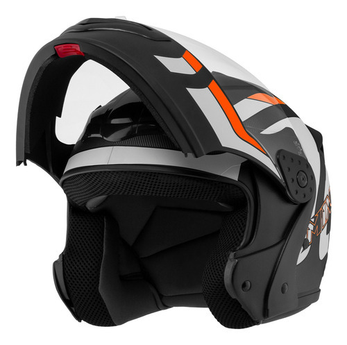 Capacete Robocop Escamoteável Fechado Mixs Gladiator Delta S Cor Branco Laranja Fosco Tamanho do capacete 58