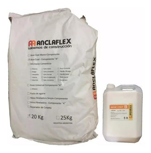 Base Coat Doble Componente Anclaflex 20kg + Emulsion 5lts