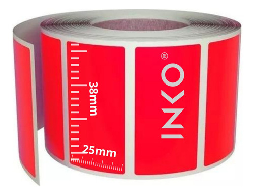 Etiqueta Térmica Roja 38x25 Mm (4x2.5 Cm) C/1000 Etiquetas Color Rojo
