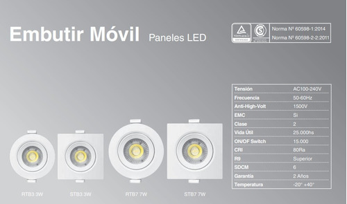 Spot Embutir Movil Con Led 7w Completo Cuadrado Macroled