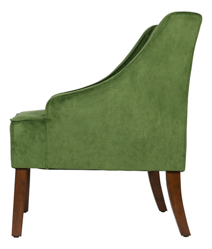 Sillón Terciopelo Verde Oscuro Con Brazos Curvados Para Sala