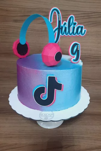 Topo De Bolo Personalizado, Tema: Tik Tok