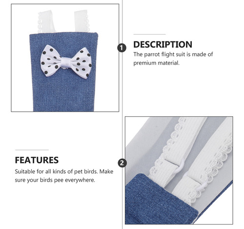 1 Pañal Para Pájaros, Lavable Y Reutilizable, Ajustable Para
