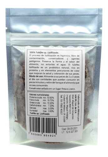 Imagen 5 de 6 de 60g/720ml Gusano De Fango Tubifex Sp. Liofilizado Msi+envio