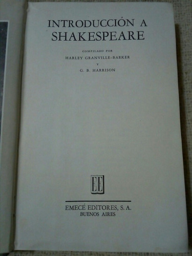 Granville-barker, Introduccion A Shakespeare 1952