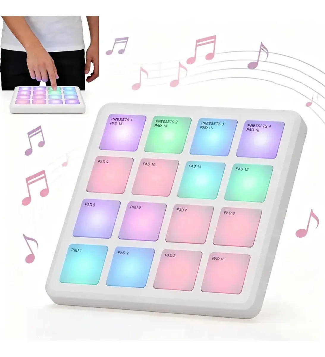 Controlador Midi Pad M-vave Smc-pad Pocket 16 Teclas Rgb Usb-c