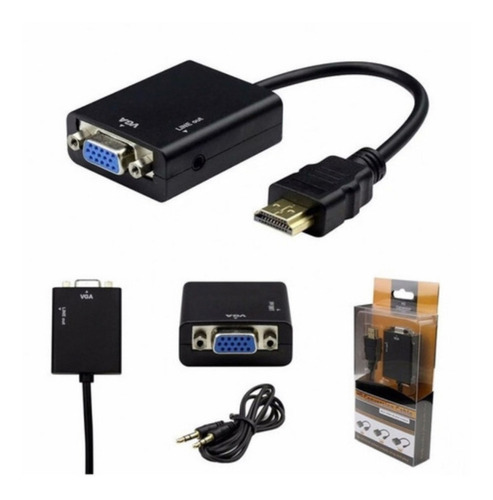Imagem 1 de 8 de Cabo Adaptador Conversor Hdmi Para Vga Com Saída P2 De Áudio