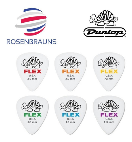 Imagen 2 de 2 de Pack 12 Uñetas Jim Dunlop 0.88 Mm Tortex Flex - Genuinas!
